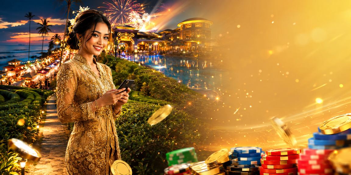 Wanita Malaysia dalam pakaian kebaya menggunakan kasino mudah alih